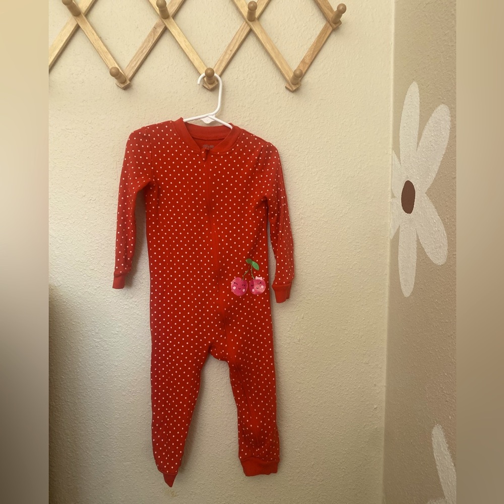 Red cherry pajama onesie 4T